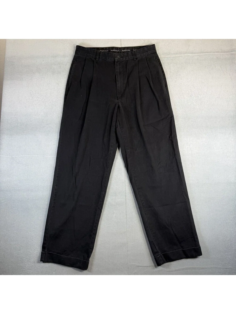 Vintage 90s Polo Ralph Lauren Chino Pants Mens 33x30 Black Hammond Pleated Twill